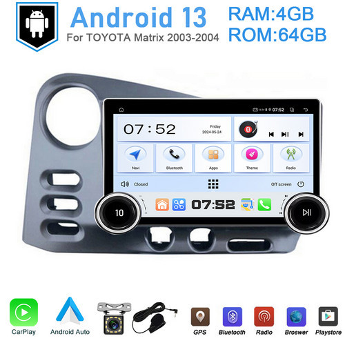 For 2003-2004 Toyota Matrix Car Navi GPS Carplay Android 13 Radio Stereo 4+64GB