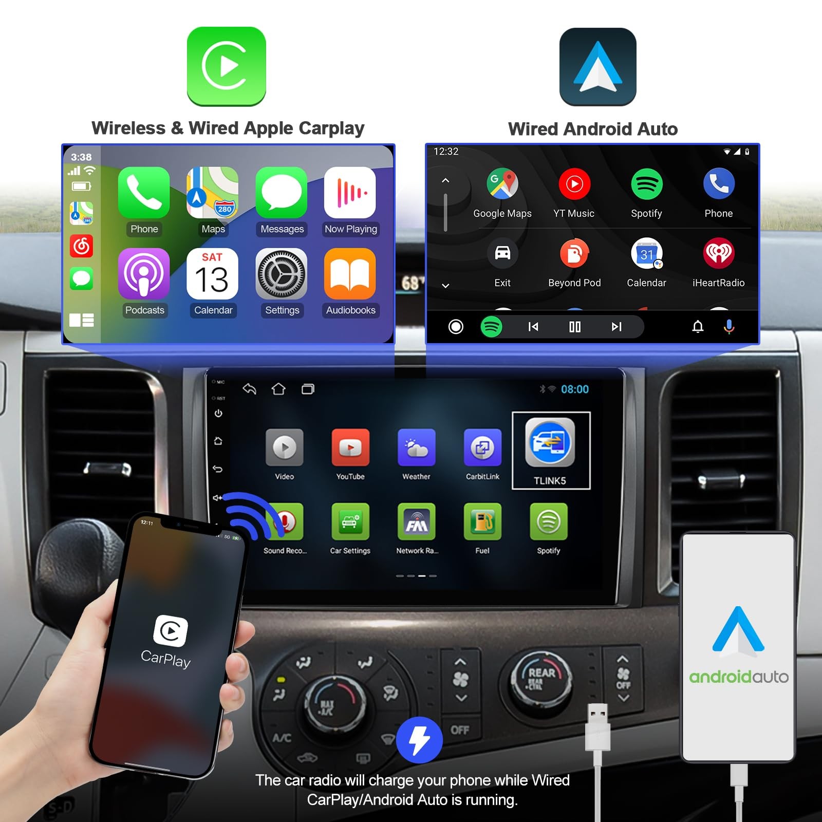 Aumume Android 10 Double Din Car Stereo For Toyota Sienna 2011-2014 9 Inch