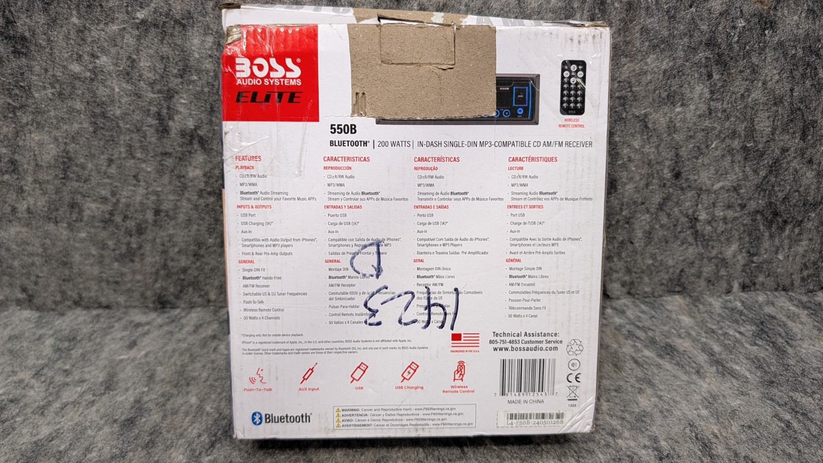 BOSS Audio Systems Elite 550B 1 DIN Bluetooth AM/FM CD Receiver USB AUX