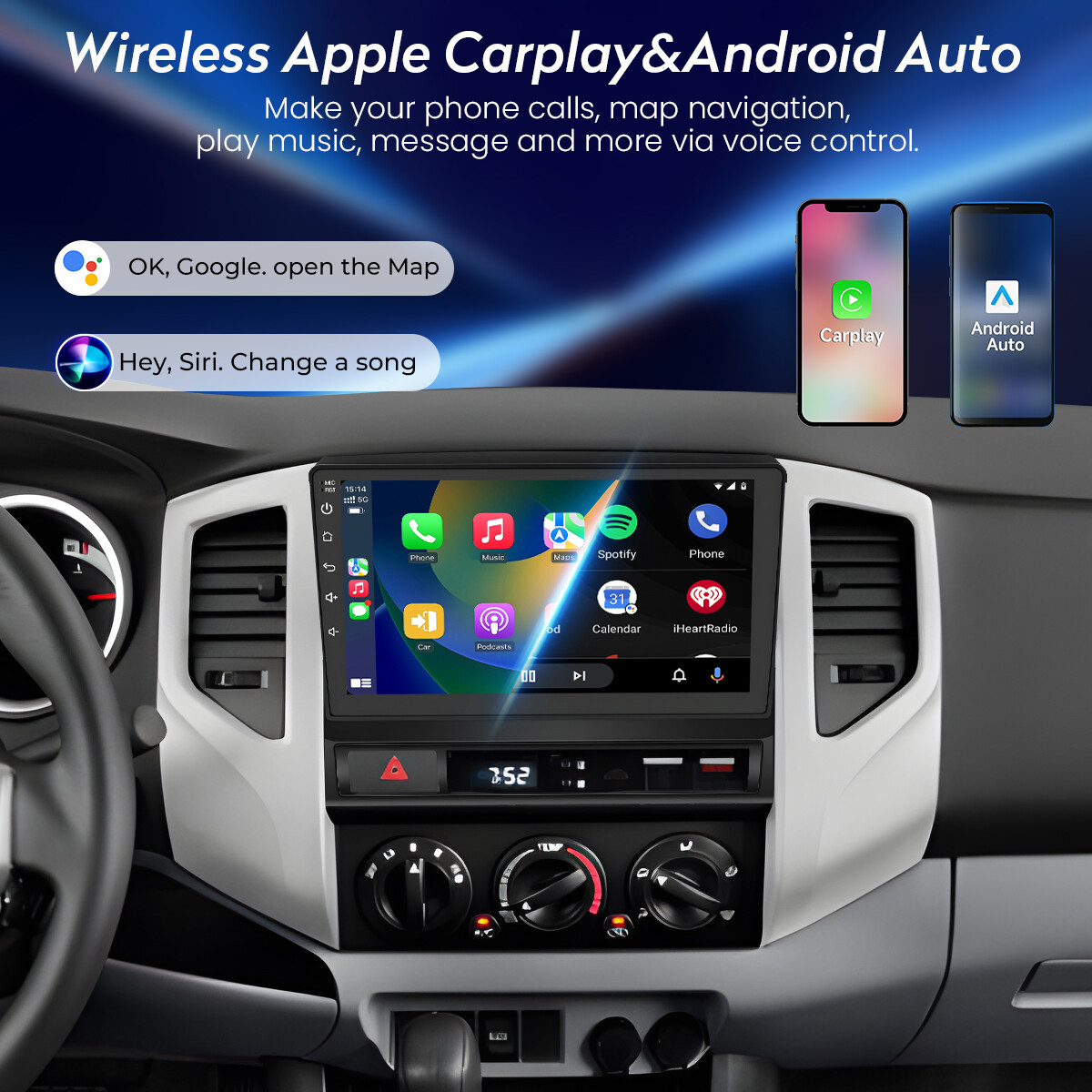 For Toyota Tacoma 2005-2013 Apple CarPlay Android 12.0 Car Stereo Radio WiFi GPS