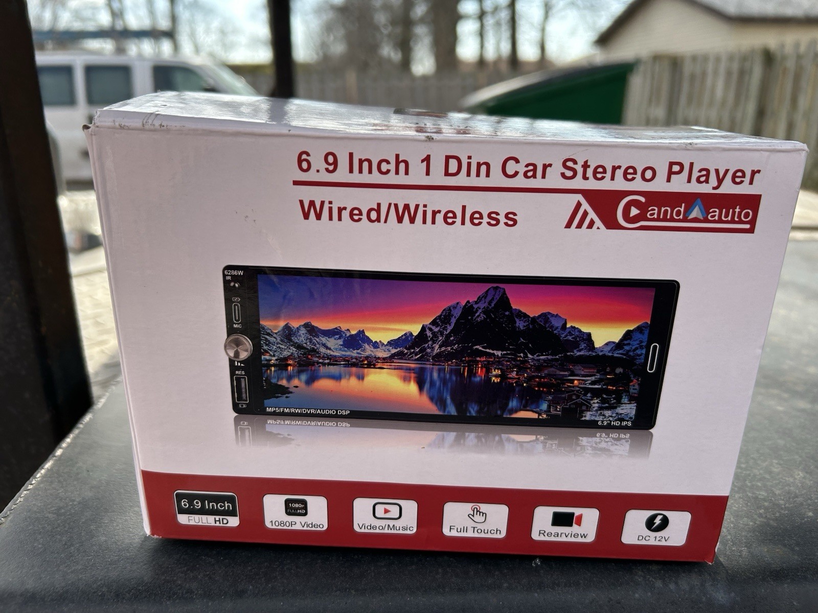 CandAuto 1 DIN 6.9″ 6286W Car Stereo Player Full Touch Rearview 1080P Video