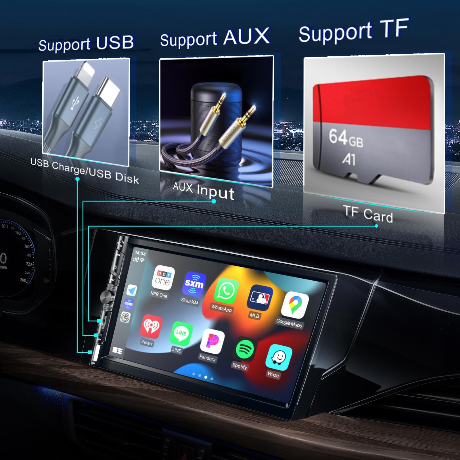 Radio De Coche Với Carplay Inalambrico Y Navegacion GPS Estilo De Lujo