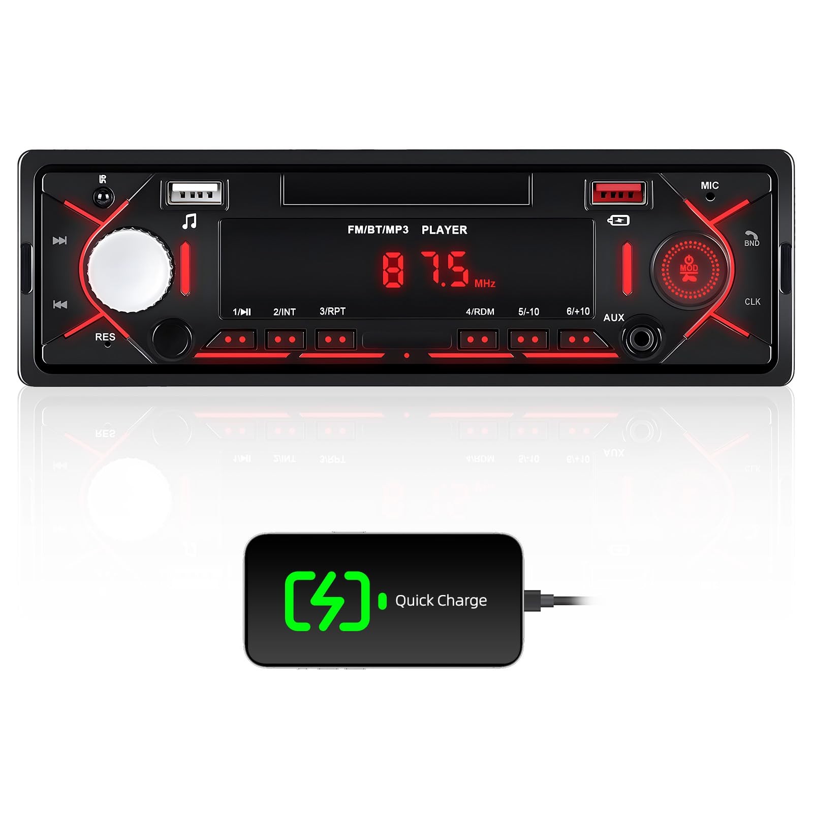 Single Din Bluetooth Multimedia Car Stereo Radio,Car Audio MP3 Player Support…