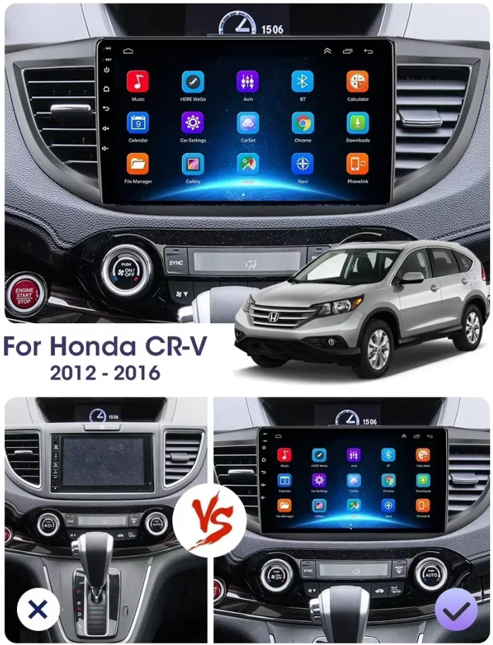 10.1 Inch Android 13 For Honda CRV 2012-2016 Car Radio Player GPS Navigation BT