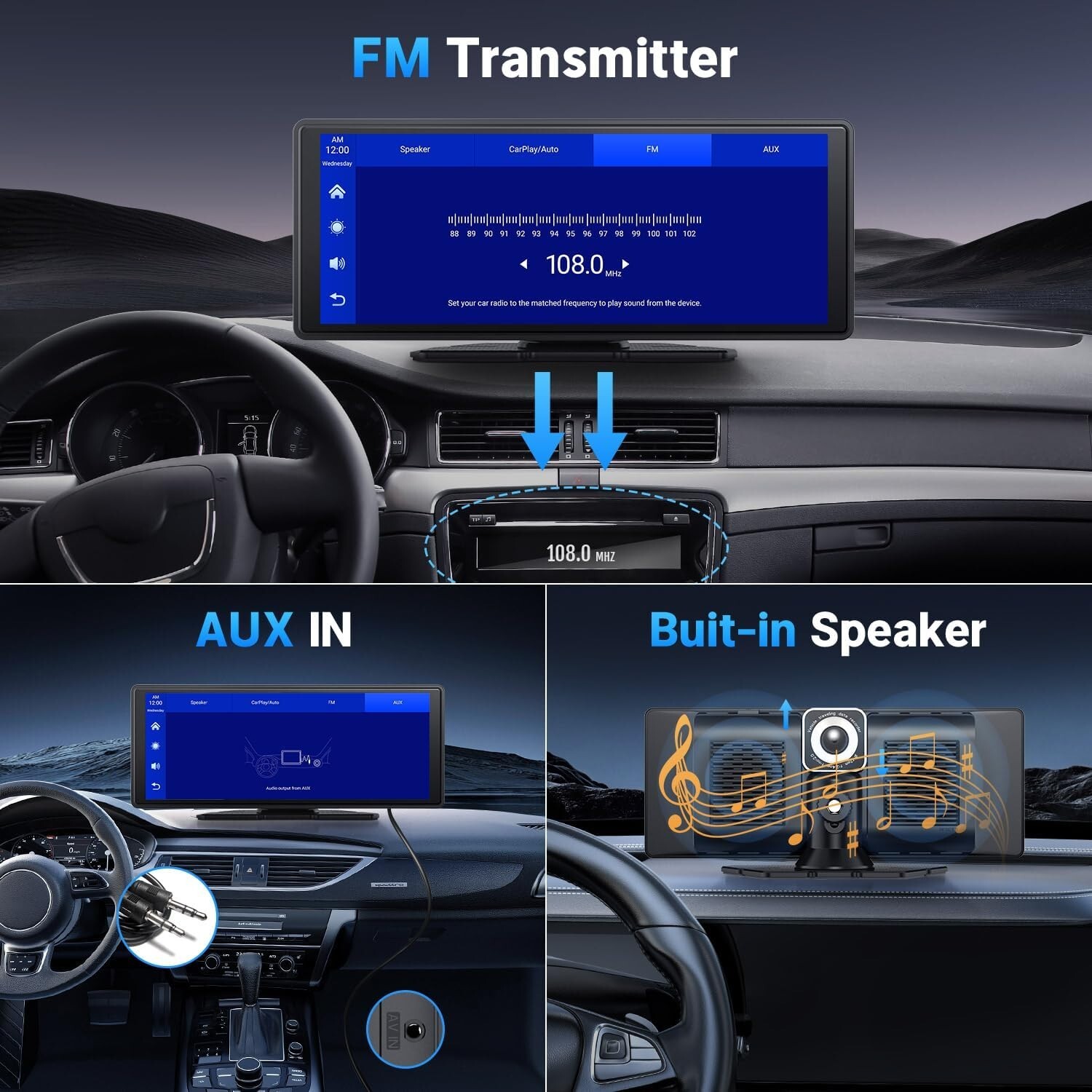 Leadfan Wireless Carplay Car Stereo Radio 2.5K Dash Cam, 9.3″ IPS Touchscreen