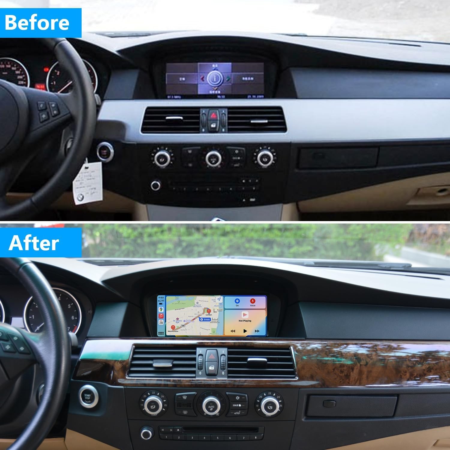 8.8′ Wireless CarPlay TouchScreen With Youtube For BMW E90 E60 E63 E64 CCC/CIC