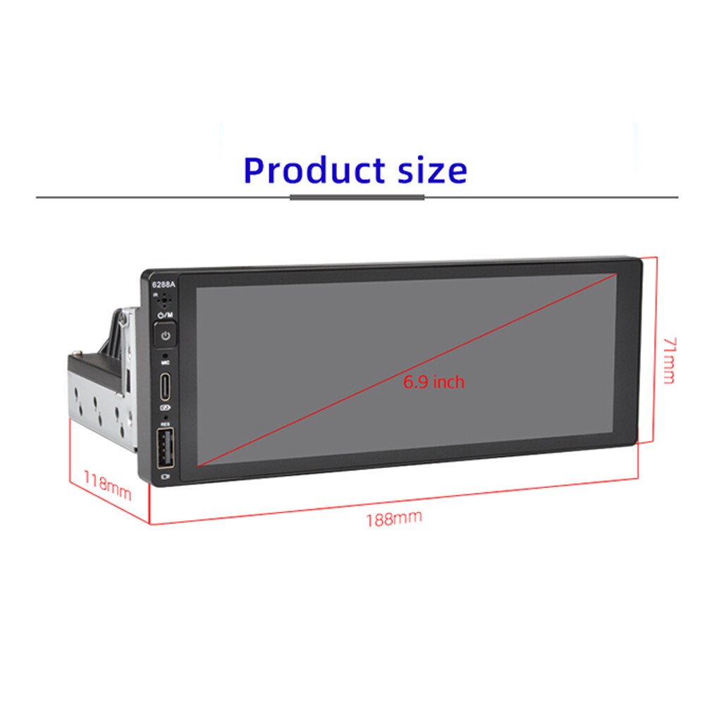 Single Din Android Carplay 6.9″ Bluetooth GPS Touch Screen Car Stereo Radio FM