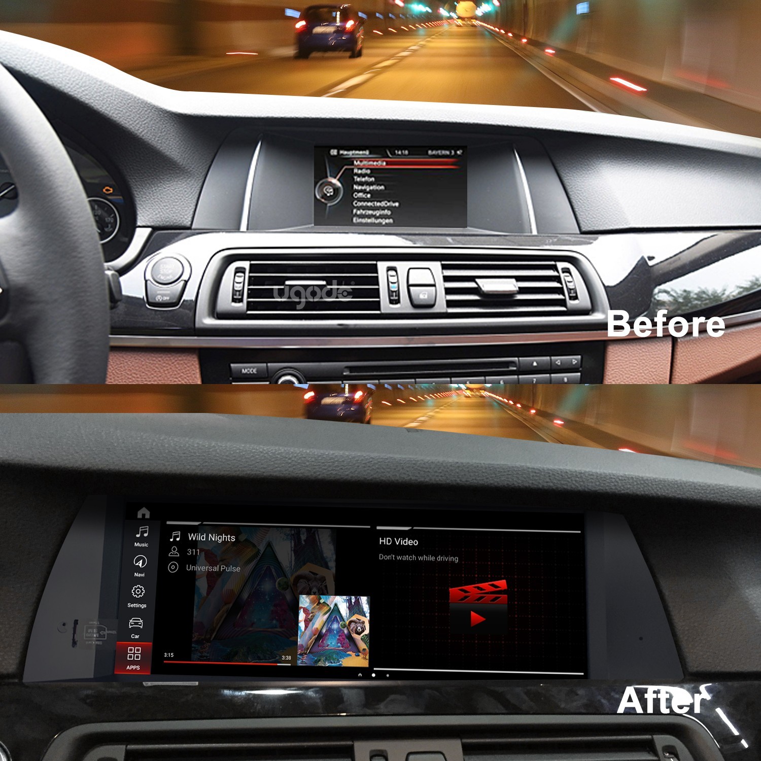 Ugode 10.25inch Android Screen Upgrade CarPlay GPS BMW 5 Series GT F07 NBT