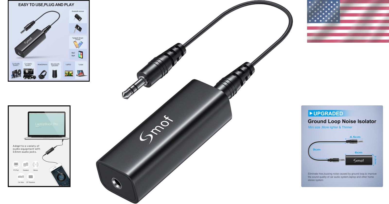 Sophisticated Audio Noise Filter – Upgraded Ground Loop Isolator in Matte Black