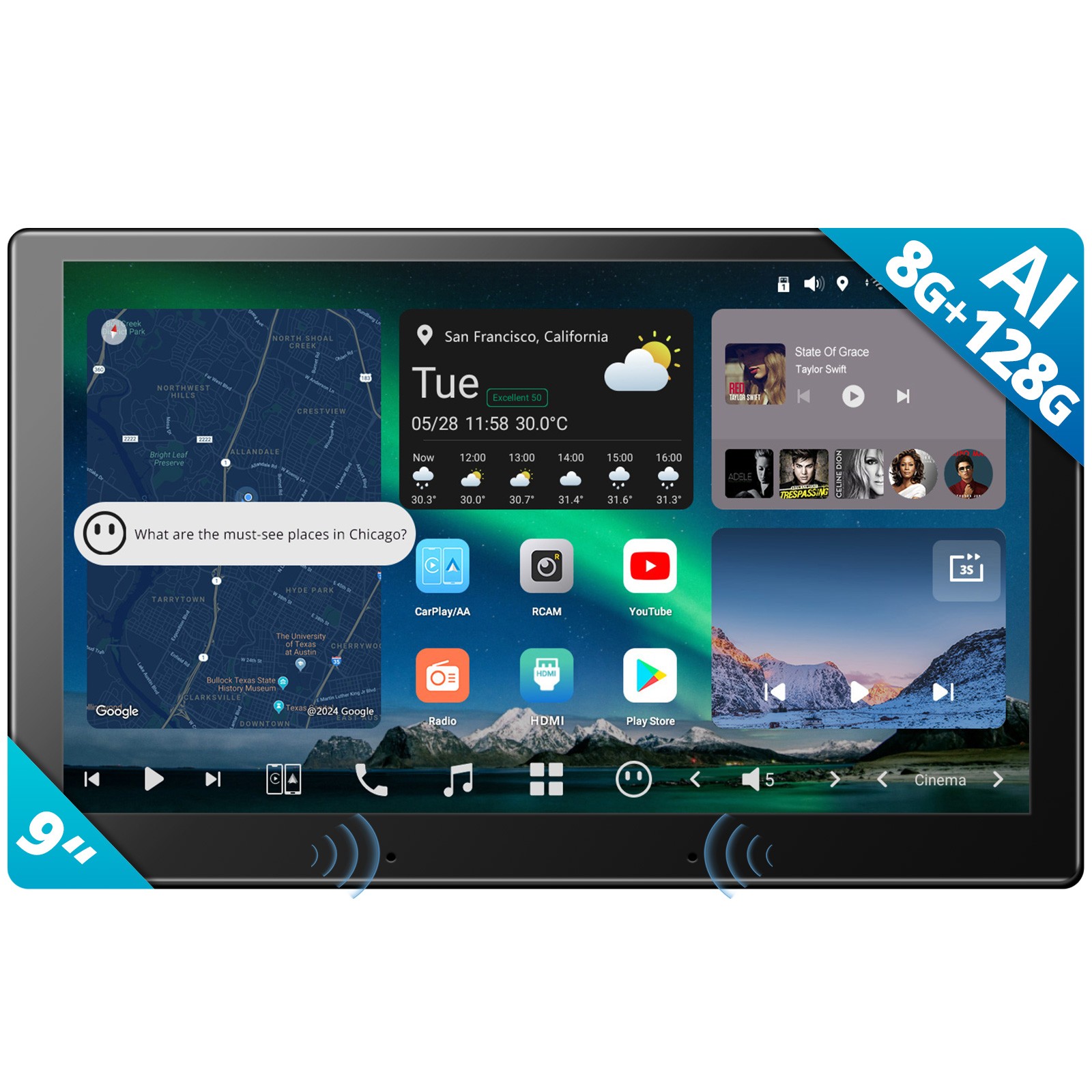 ATOTO Flagship 9″ 2DIN AI Android Car Stereo Carplay& Rear Cam Built-in G-Sensor