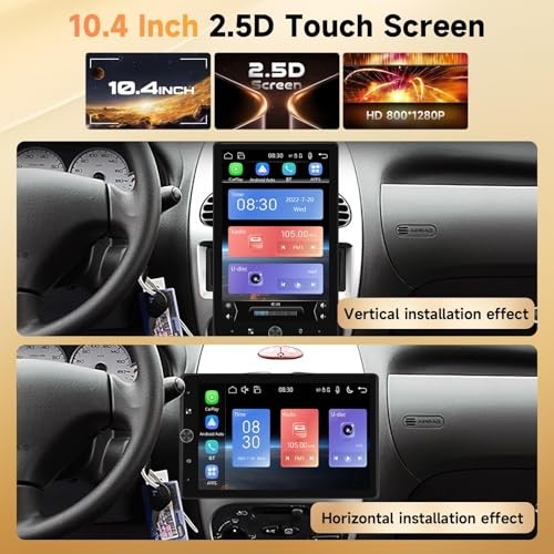10.4″ Single Din Single Din Touchscreen Car Stereo Wireless Carplay& Android