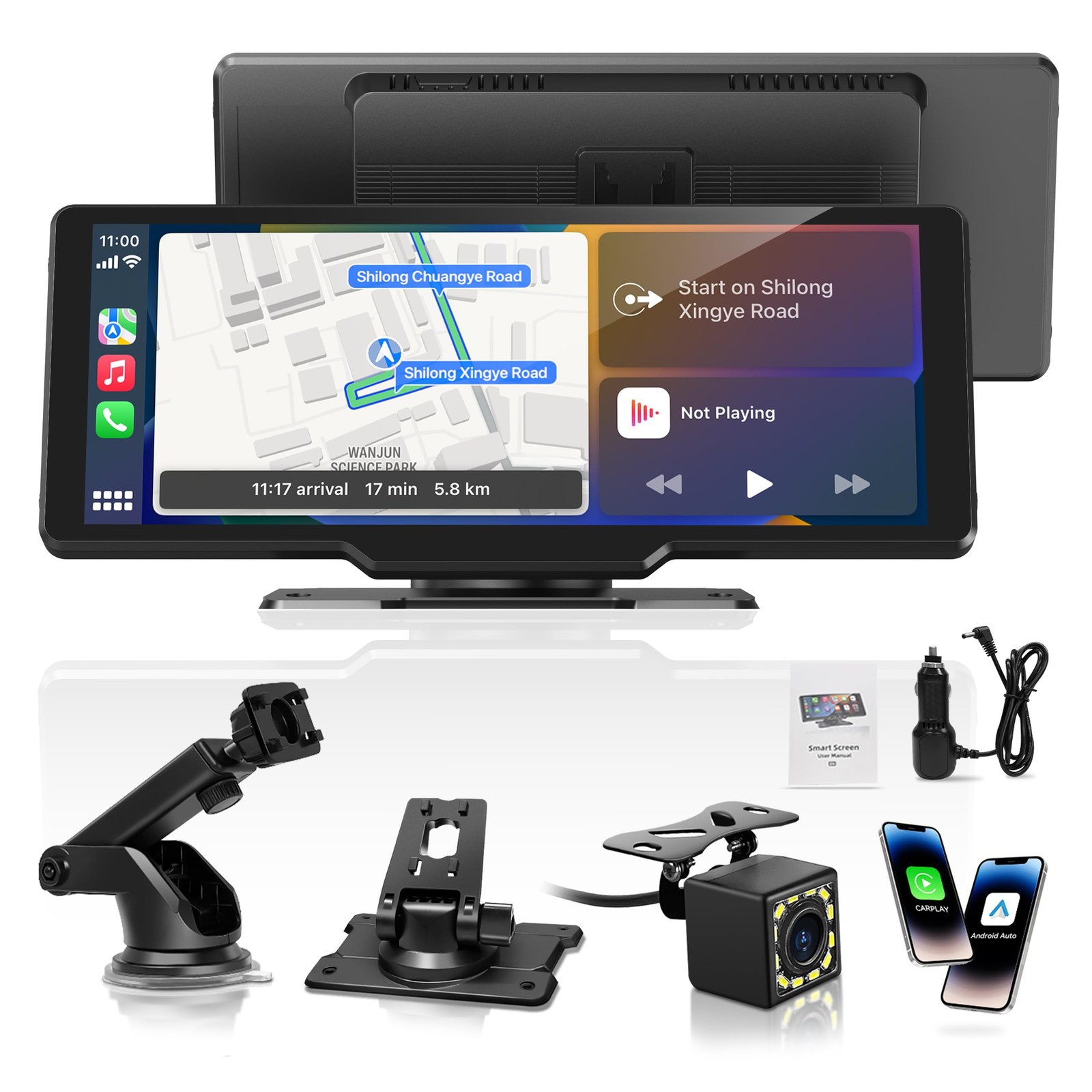 Portable Carplay Screen for Car, 10″ Wireless & Android Auto, 10inch