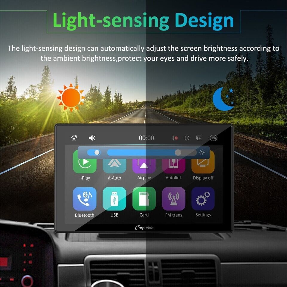 Carpuride 9Inch HD Wireless Portable Car Stereo For Carplay & Android Auto Play