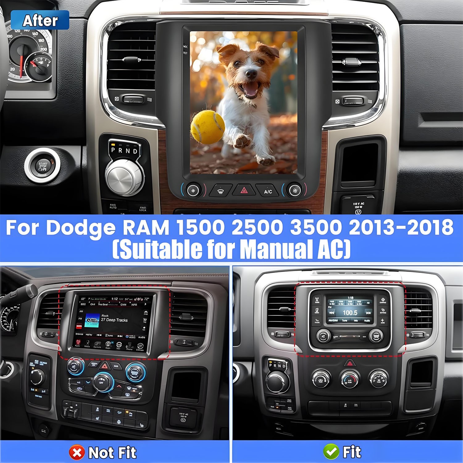 9.7″ Car Radio Stereo For 2013-2019 DODGE RAM 1500 2500 3500 Carplay Android GPS
