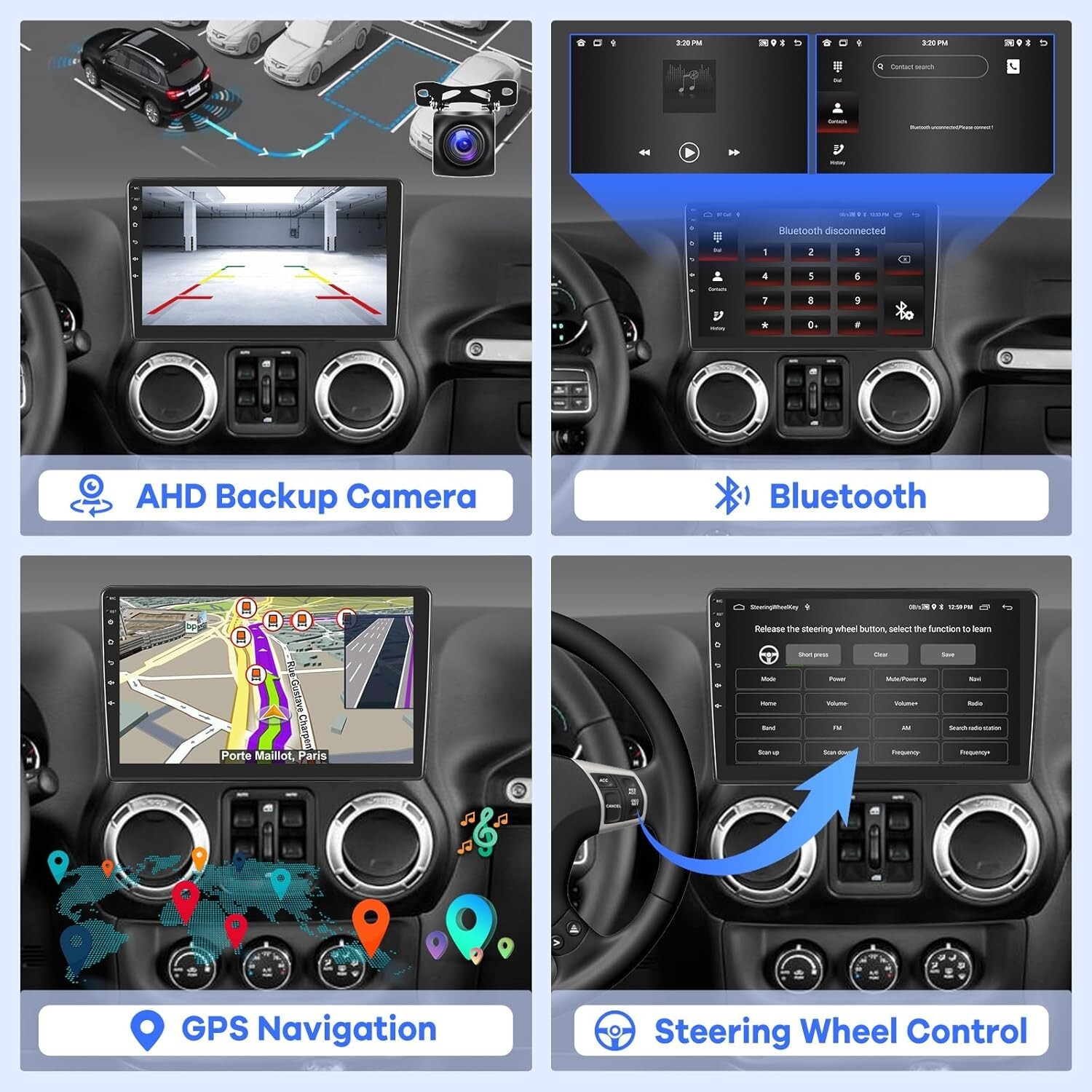 2+64G Android 13 Car Radio for Jeep Wrangler/Dodge/Chrysler, 10 inches Touch