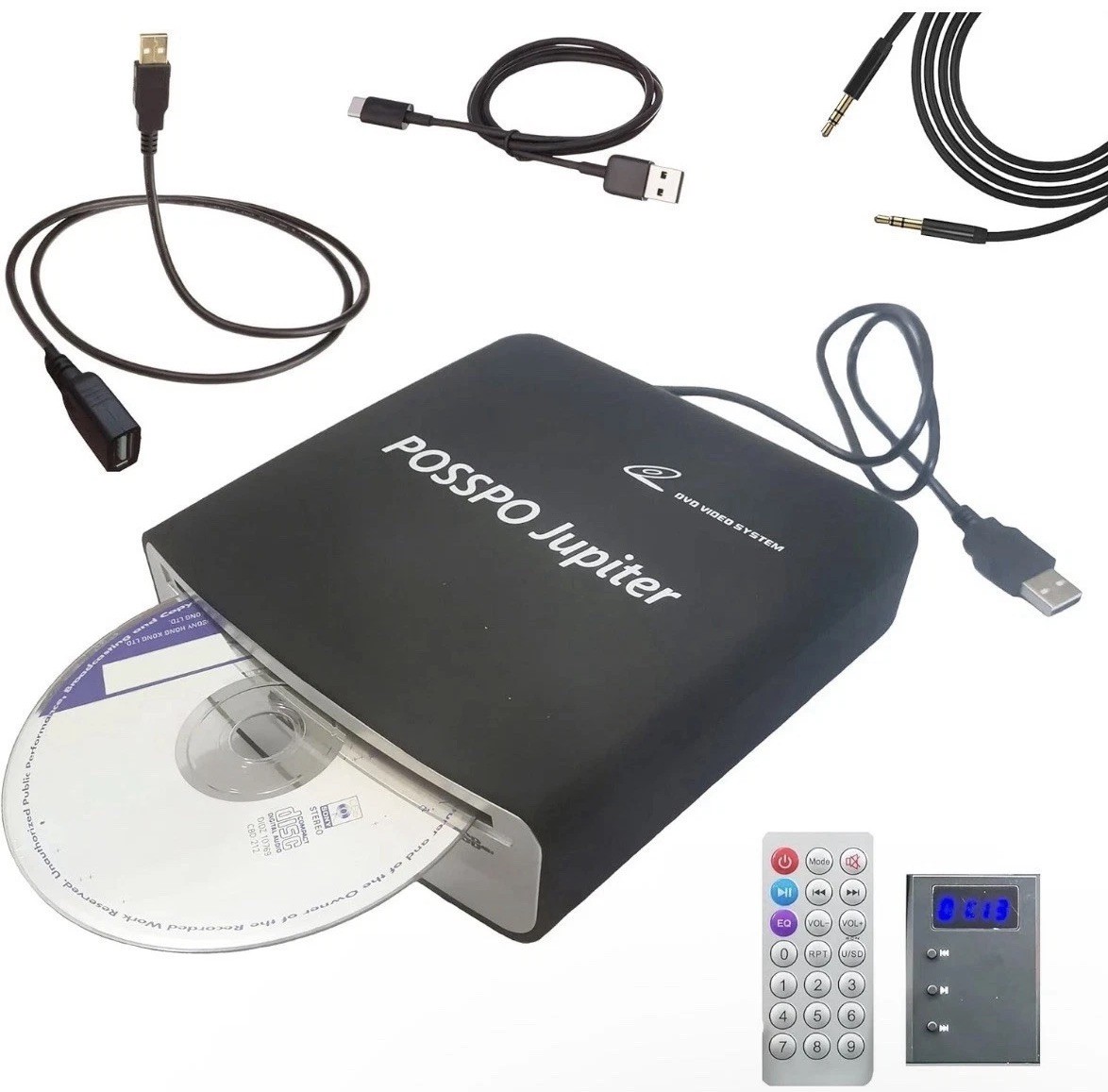 POSSPO Jupiter USB External CD/DVD Player for Car Auto Plug & Play AUX Decoder