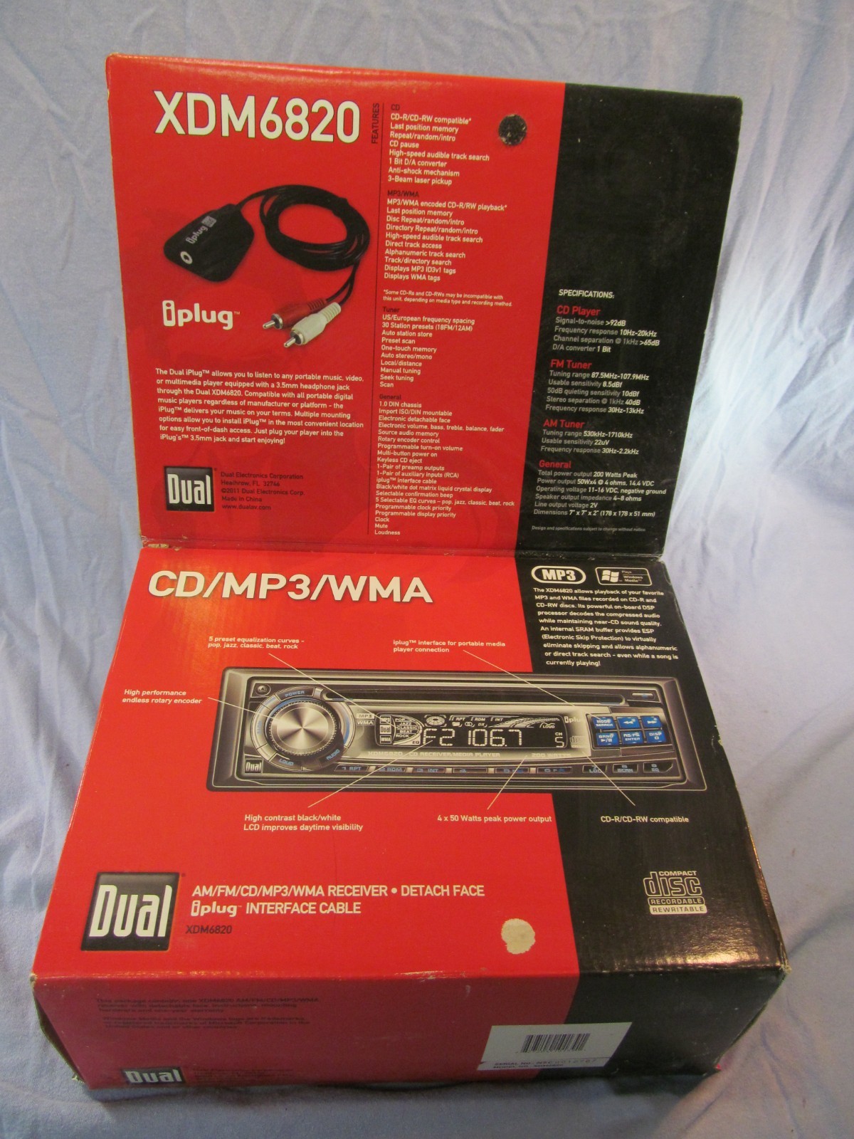 NEW SEALED DUAL XDM6820 CAR STEREO AM FM CD MP3 WMA RECEIVER 200W DETATCH FACE