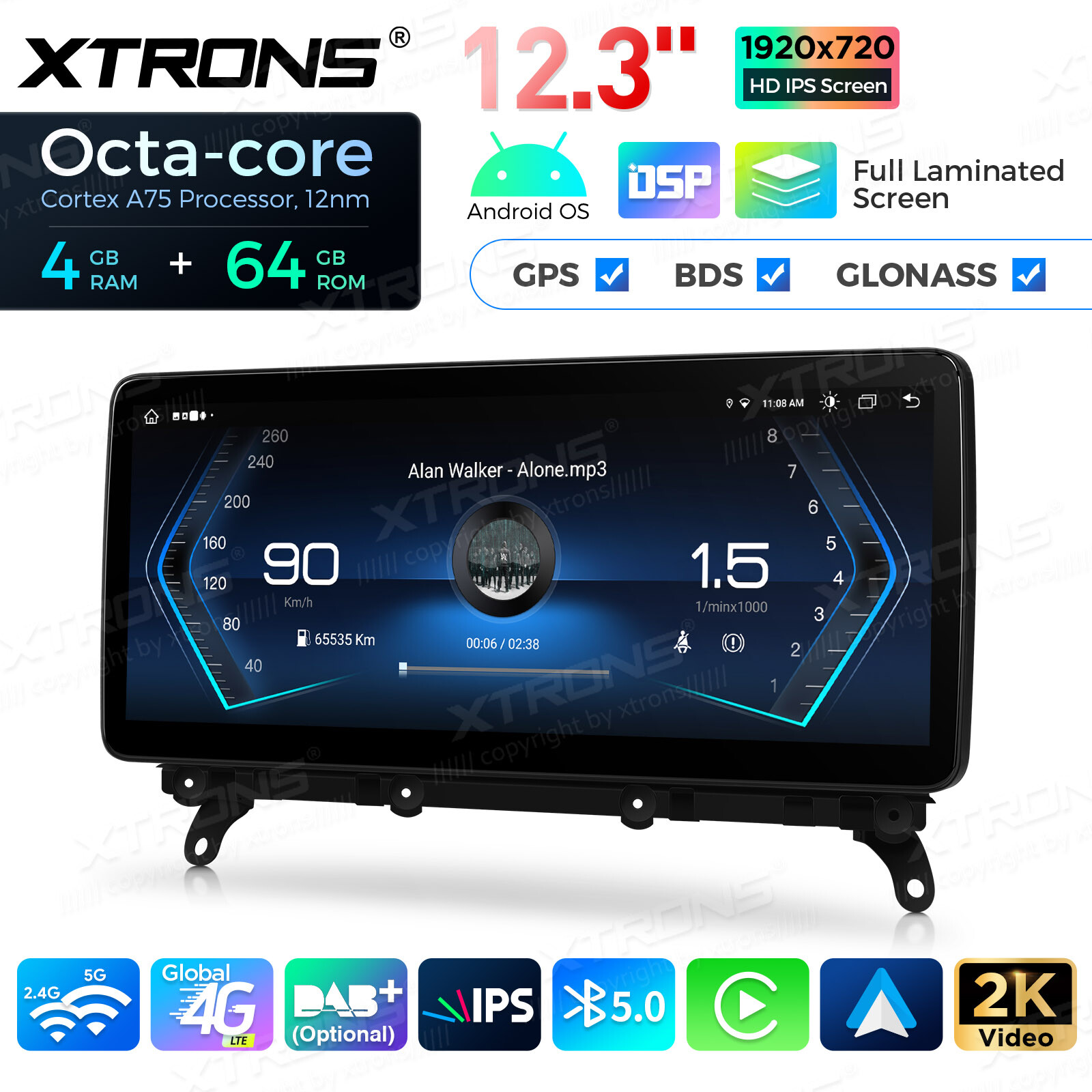 12.3″ IPS Android 13 8-Core CarPlay Stereo GPS Navi 4G For BMW X3 F25/X4 F26 NBT
