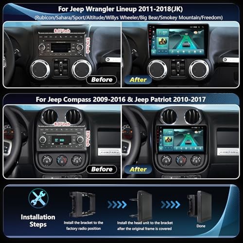 11th Car System 4Ram 64Rom 5G WiFi6 Jeep Wrangler Radio