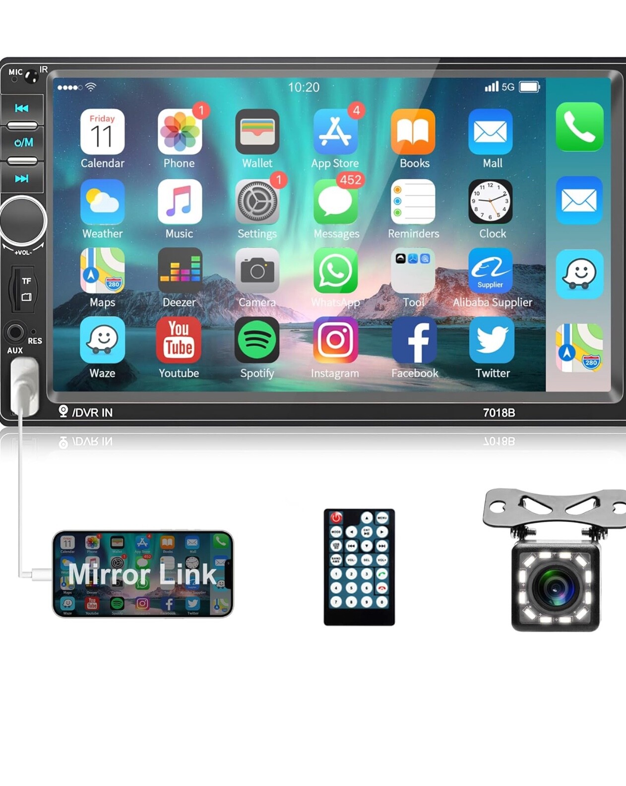 double din touch screen bluetooth radio