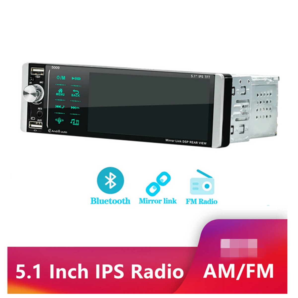 Single Din Radio Car Stereo Touch Screen MP5 Player Carplay Bluetooth FM Aux USB