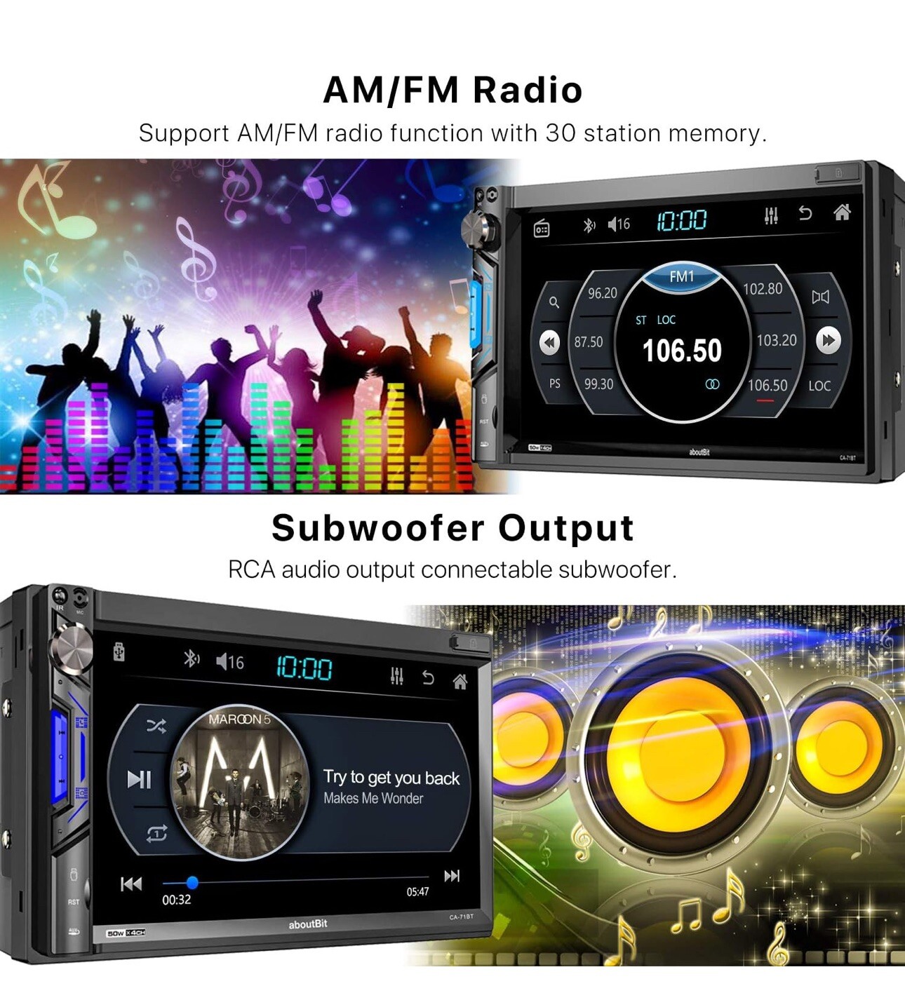 7 inch Double Din Car Stereo Receiver, Bluetooth, Touchscreen, Backup Camera ..