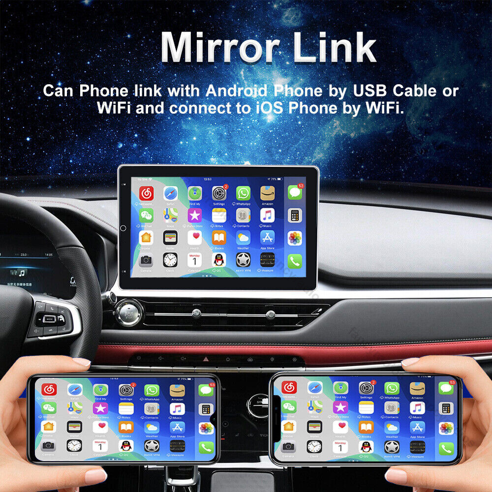 Rotatable 10.1″ Car Stereo Radio Android 13 2Din Apple Carplay GPS Navi WIFI BT