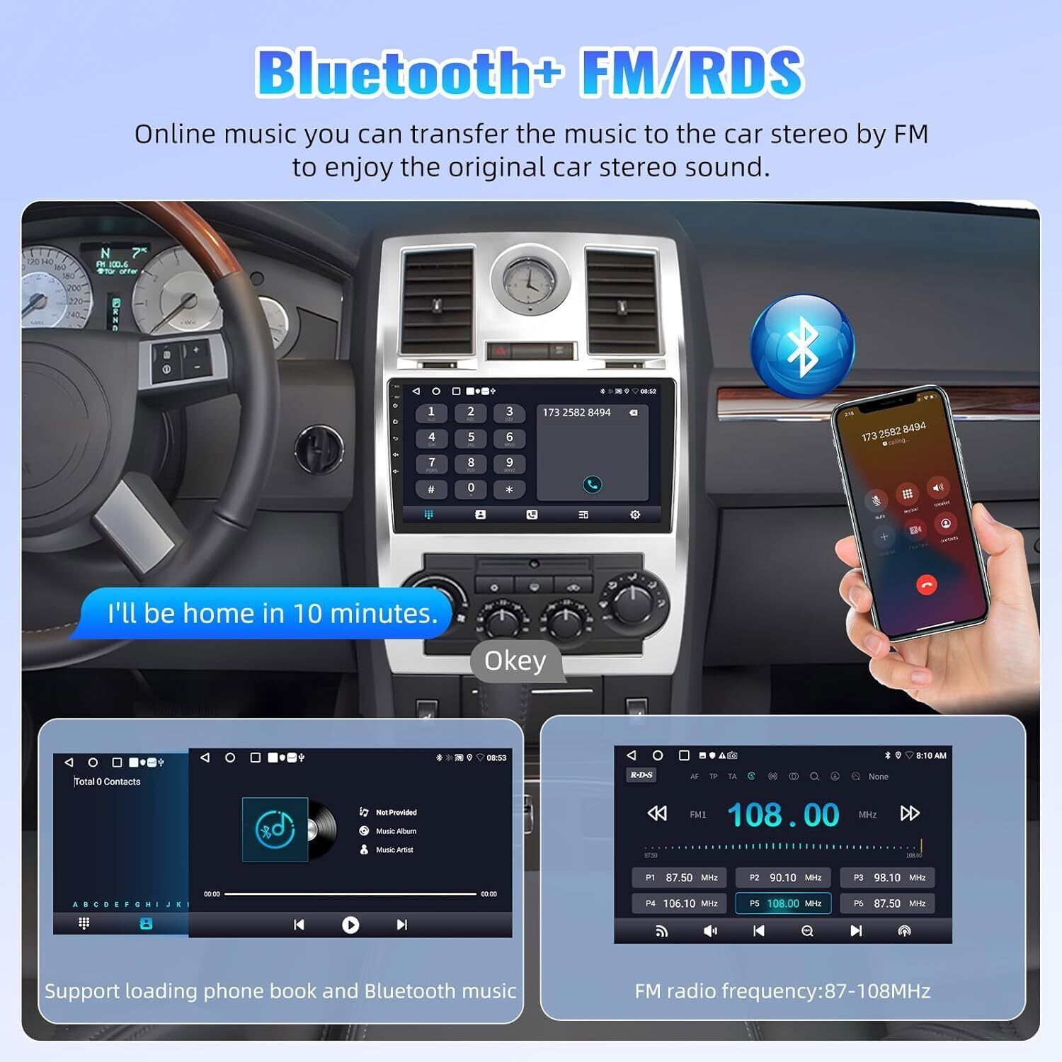 Car Radio Stereo For Chrysler 300C 2005-2010 Android 12 Carplay GPS Navi Player