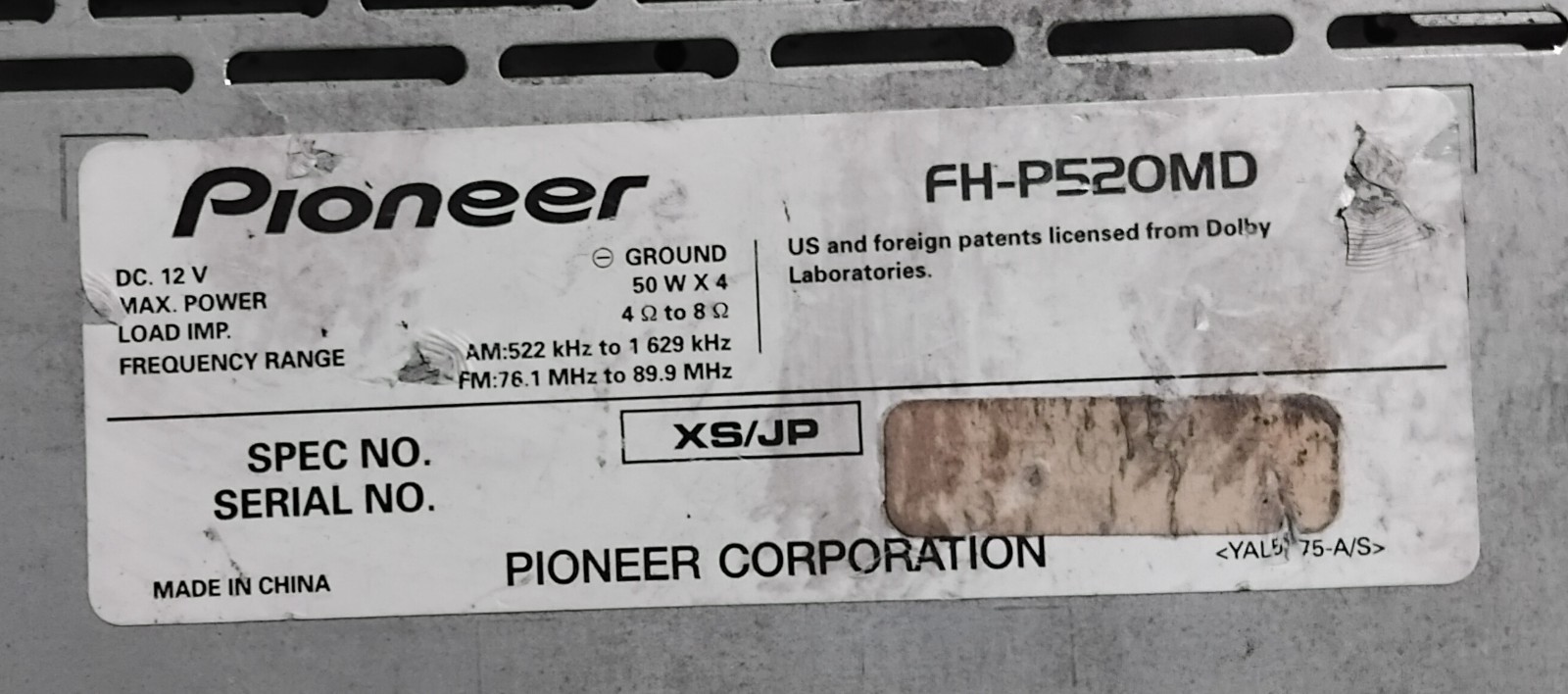 Pioneer Carrozzeria FH-P520MD CD MD Receiver JDM Old School classic