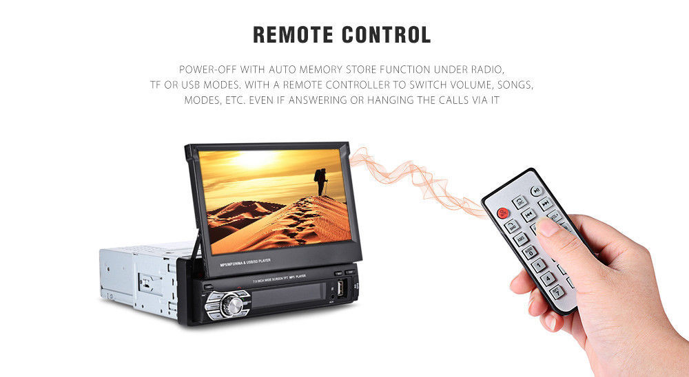 7”1 DIN Car Radio StereoTouch Screen BT USB/SD/AUX/FM MP5 Player Mirror