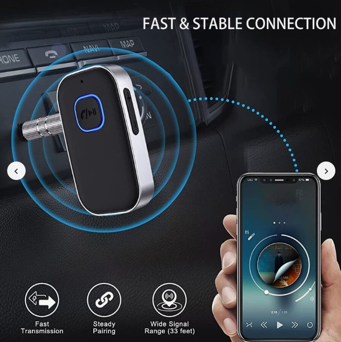 Bluetooth Receiver for Car, Noise Cancelling 3.5mm AUX Bluetooth Car Adapter