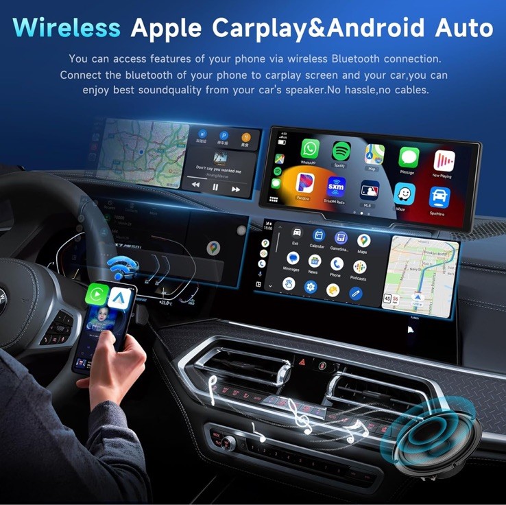 Podofo 10.26 Portable Car Stereo Touchscreen Apply Car Play.SEALED FREE SHIPPING