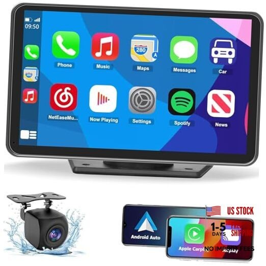Wireless CarPlay Screen for Car, 7″ HD Portable Stereo Touchscreen with CAS02