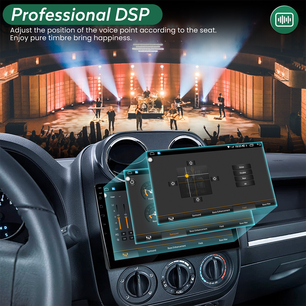 5G 4+64GB Android13 Car Stereo for Jeep Compass 2010-2016 Wireless Apple CarPlay