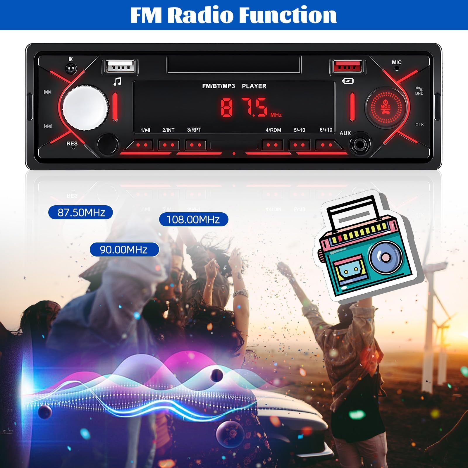 Single Din Bluetooth Multimedia Car Stereo Radio,Car Audio MP3 Player Support…