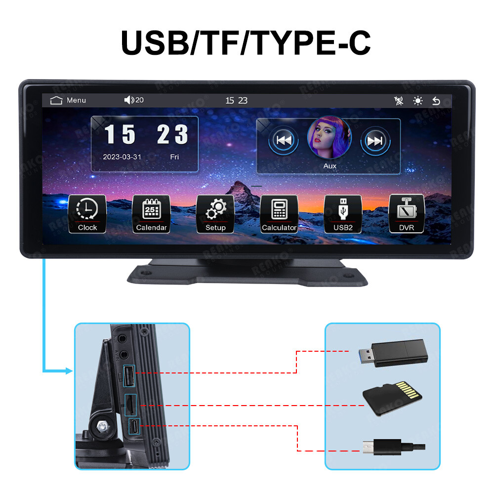 10.26inch 2K Wireless Apple CarPlay Android Auto Touch Screen Car Portable Radio