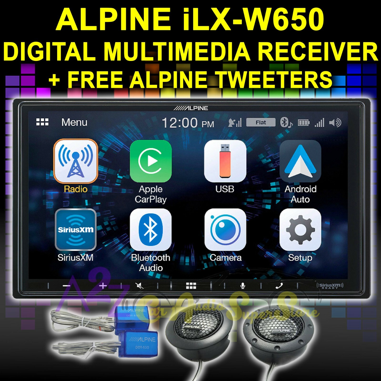 ALPINE iLX-W650 DIGITAL MULTIMEDIA RECEIVER APPLE CAR PLAY ANDROID + TWEETETERS