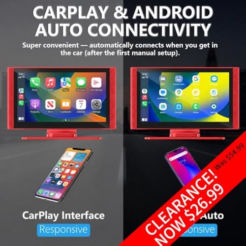 7″ Wireless CarPlay – Clearance! Android Auto Touchscreen | Portable HD Car red