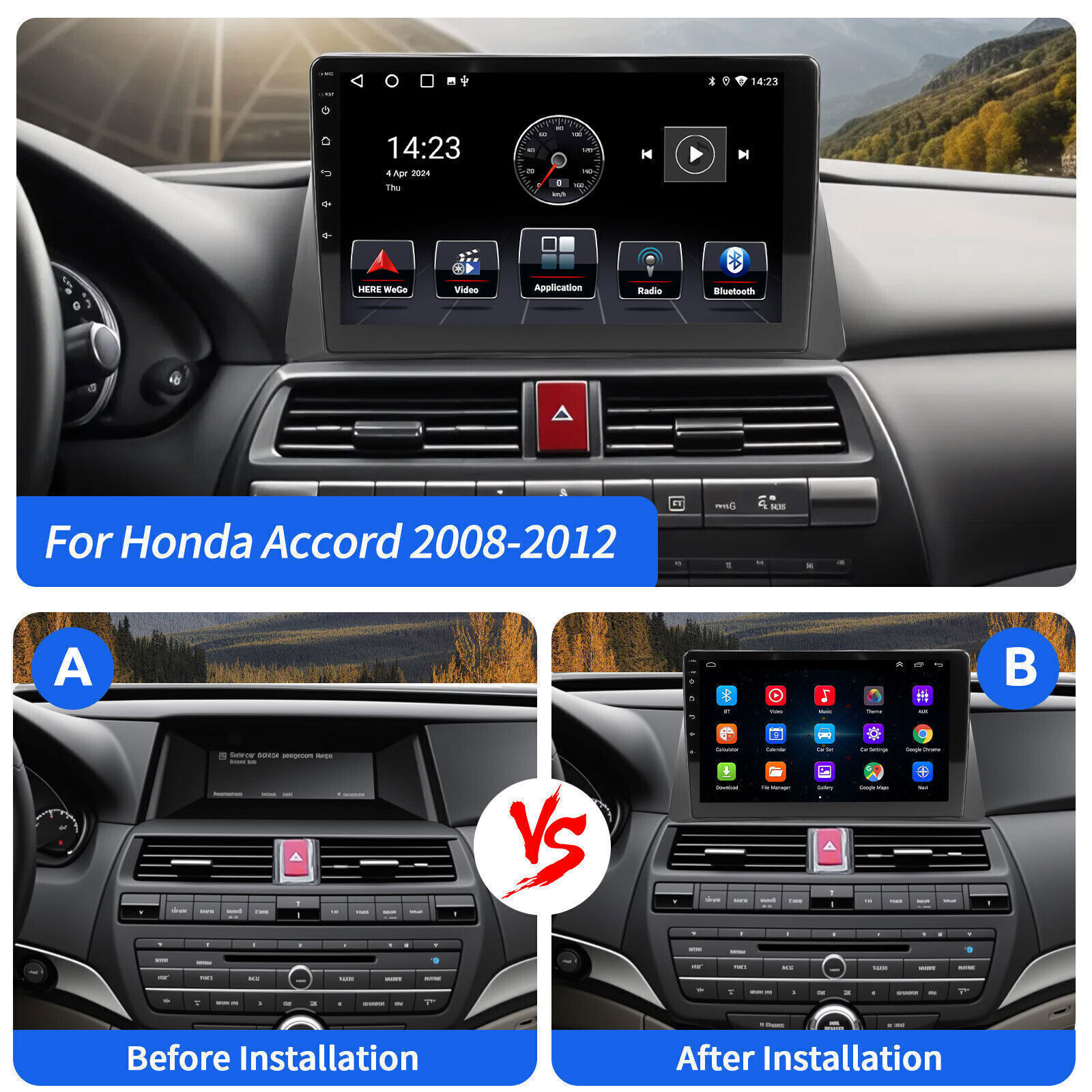 FOR HONDA ACCORD 2008-2012 ANDROID AUTO APPLE CARPLAY CAR STEREO GPS NAVI RADIO