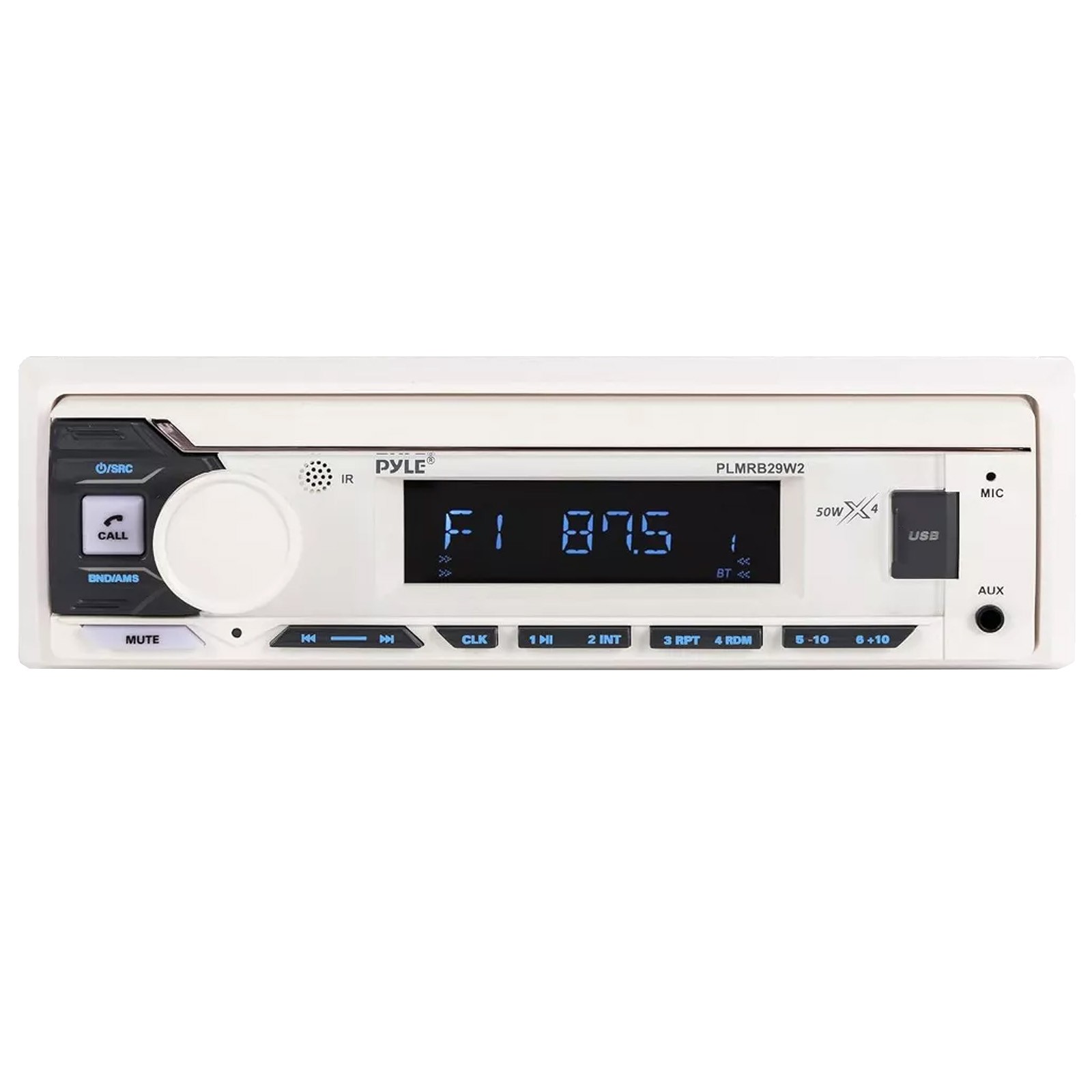 Pyle PLMRB29W2 Single DIN Marine Bluetooth USB/AUX MP3 In-Dash White Receiver
