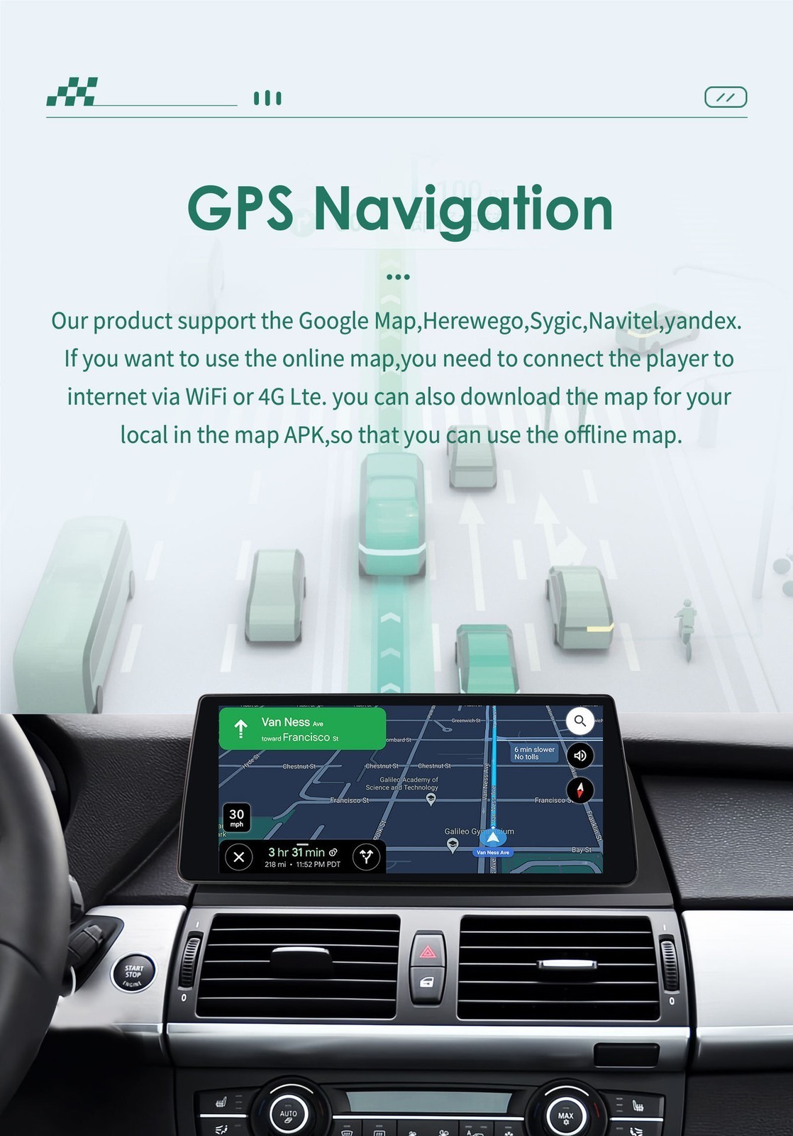 10.33″ 64GB Android Car Radio Carplay GPS Navi For BMW X5 X6 CCC CIC 2007-2010