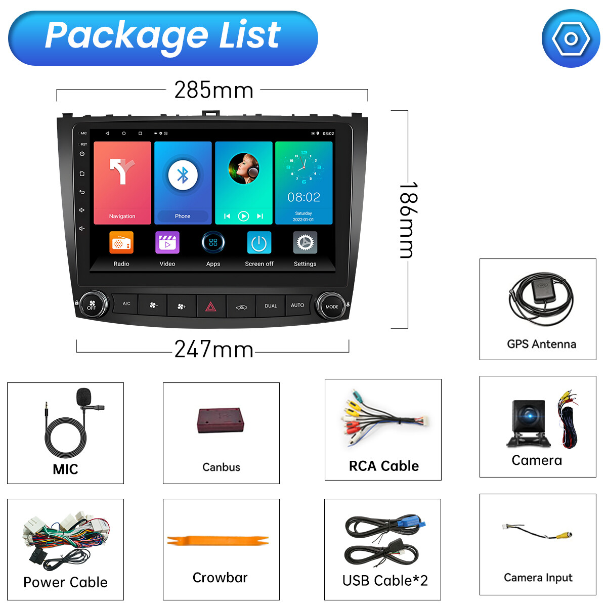 8Core 4+64GB For Lexus IS250 2006-2012 Android 13 Apple CarPlay Car Stereo Radio