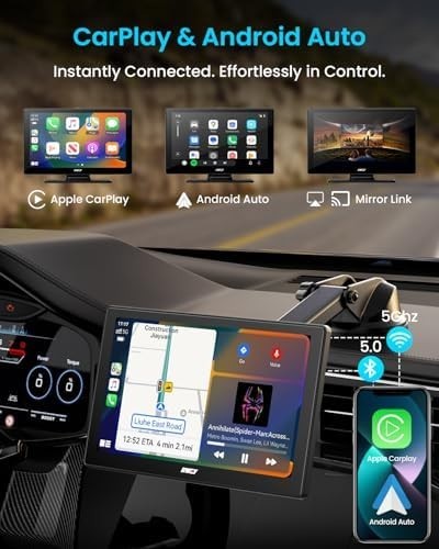 IK5 9″ Wireless CarPlay & Android Auto Screen with Dash & Backup Cameras
