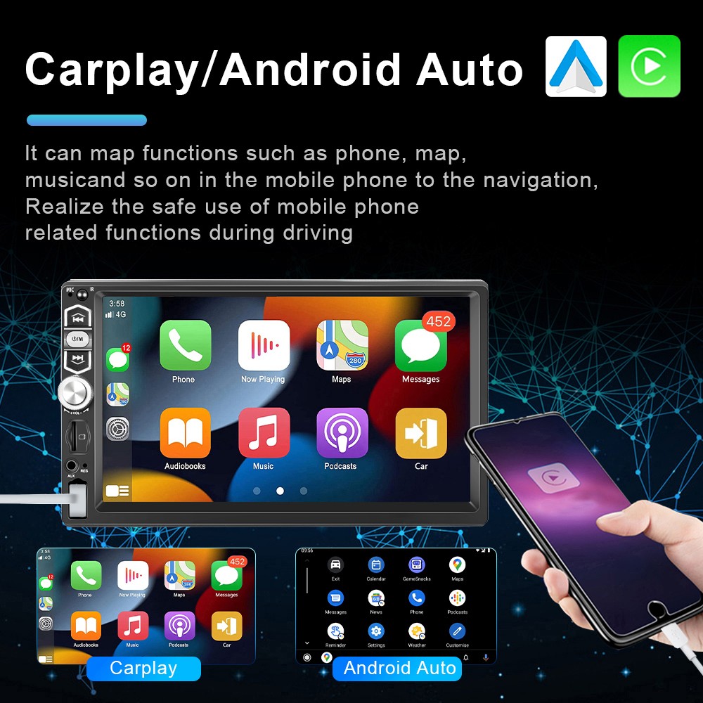 7″ Single Din Car Stereo Radio MP5 Player with Carplay Android Auto
