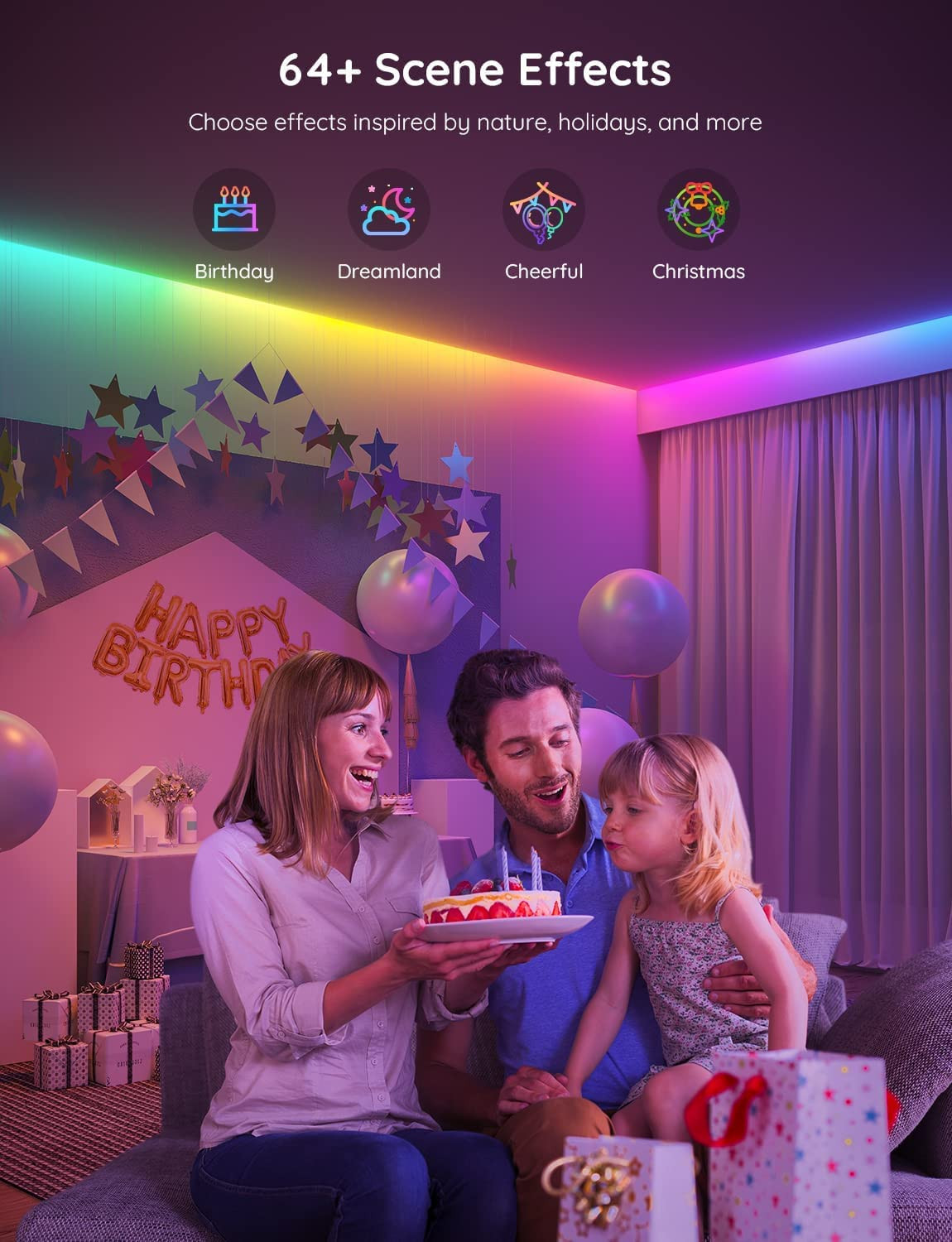 RGBIC LED Strip Lights, Smart LED Lights for Bedroom, Bluetooth LED Lights APP C