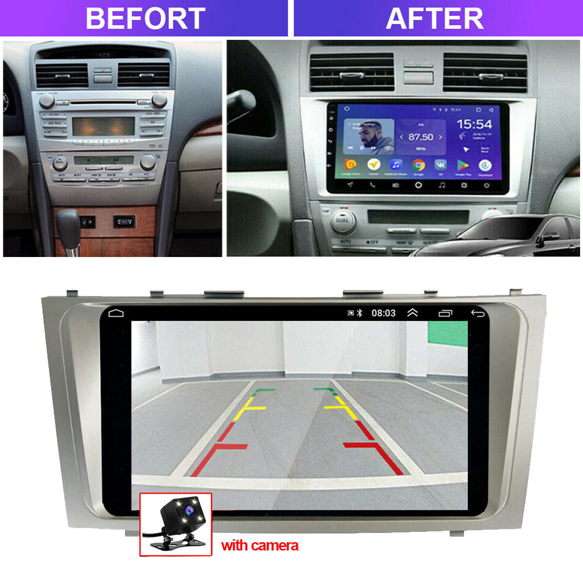 Android 15 For Toyota Camry 2007 2008 2009-2011 Car Radio GPS WiFi Backup Camera