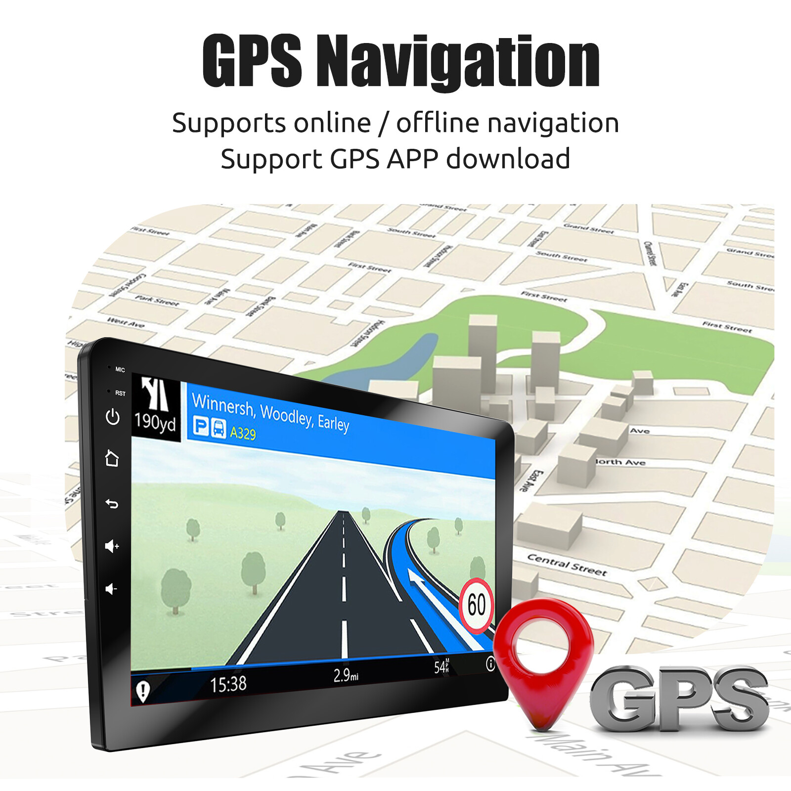 7″ Portable Wireless Apple Carplay/Android Auto Car GPS Navigation Stereo BT FM