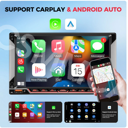 7 inch 2Din Car Multimedia MP5 Player GPS WiFi For CarPlay Android Auto FM AUX
