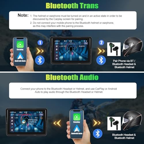 Motorcycle CarPlay Screen, 5″ Waterproof Portable Wireless CarPlay Android