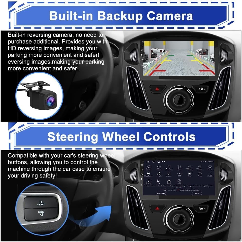 9″ 64G Android Auto Carplay Stereo for Ford Focus 2012-2018; Free Camera